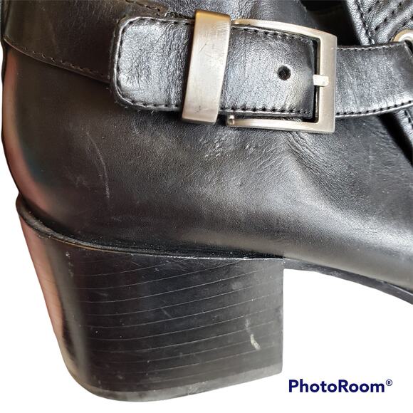 Rachel Zoe Boots Ankle Womens 8.5 Liam Buckle Leather Moto Pointed Toe Booties - Picture 6 of 12